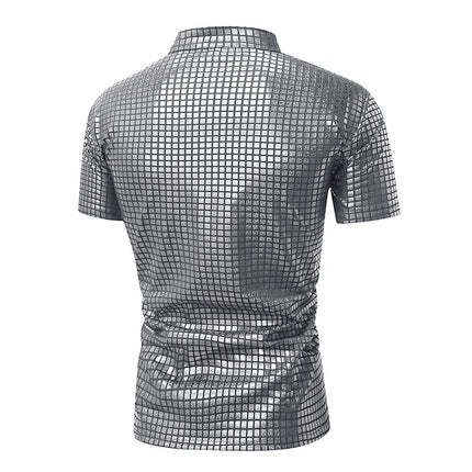 Summer New Men Stand Up Collar Polo Shirt Fashion Homme Daily Casual Lightweight Breathable Small Elastic Checkered Pullover