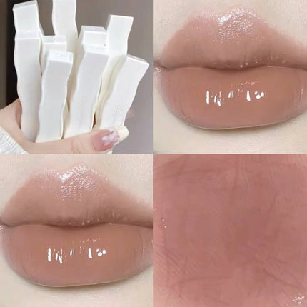 Cappuvini Red Lip Tint Black White Tube Lipstick Light Watery Lip Glaze Soft Mist Lip Gloss Moisture Lipstick 1pcs Mirror Watery