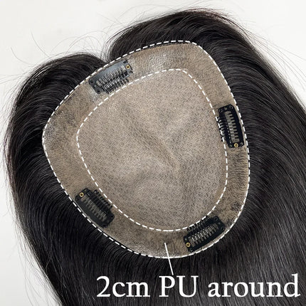 12x13cm Silk Skin Base Toupee With 2 CM PU Around European Virgin Human Hair Topper with 4 Clips for Women