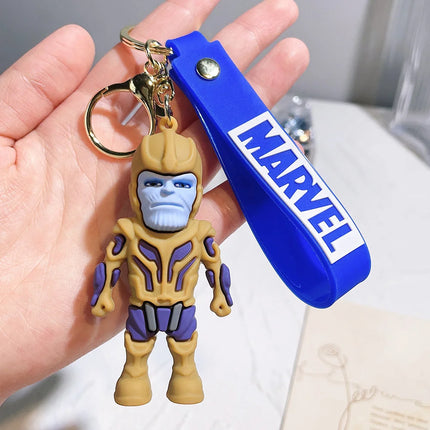 The Avengers Keychain Disney Anime Cute Iron Man Hulk Captain America Silicone Figure Keyring Schoolbag Pendent Toy Kid's Gifts