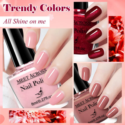 6pcs/set 8ml Water-Based Nail Polish Long Lasting Quick Drying No Lamp Cure Nail Supplies Vernis for Nails Manicure
