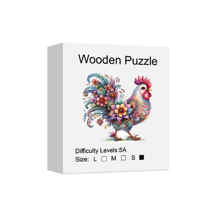 Vibrant Whimsical Rooster Wooden Puzzle For Adults, High Difficulty Toys, Concentration Training, Birthday Gifts, Home Decor