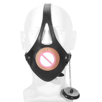 New Silicone Pussy Gag Balls PU Leather Headgear Mask Plugs Fixed Tongue Gag Balls Open Mouth Sex Toys Adult Couples Play 수갑