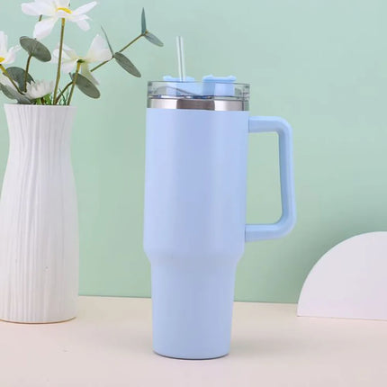 Mug Tumbler 40oz with Straw Handle Coffee Insulated 304 Stainless Steel Car Cup Keeps Cold Beer with Lids Tumbler Thermos Cup