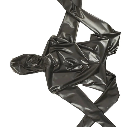 Men Faux Leather Full-Body Bodysuit Zentai Catsuit Unitard Hip Zip Cosplay Jumpsuit Unique Costumes Adult Corset-Style One-Piece