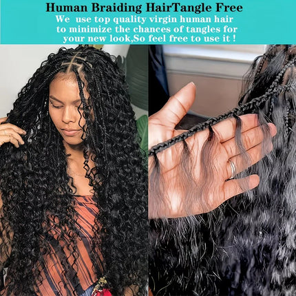 Curly Boho Hair For Braiding Knotless 12A Deep Wave Bulk Wet And Wavy Braiding Hair Curly 60g/PC 30 40 Inch Human Braiding Hair
