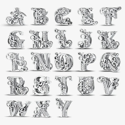 925 Sterling Silver English Letter Charms Beads Fit Original Pan DIY Bracelets Making Gift Of High Quality Fine Jewelry