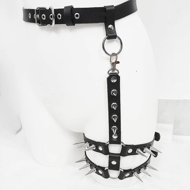 leather leg harnesses for women gothic Single-sided leg strap Adjustable Party Cosplay leather garter belt harness
