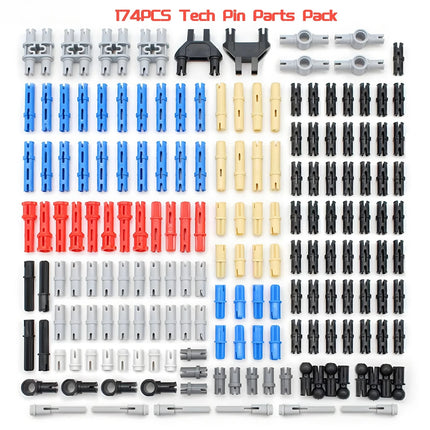 174PCS MOC Pin Set Building Blocks Tech Connectors Parts Pin Peg Bushes Replace Bricks 2780 3749 15100 43093 6558 3673 32556