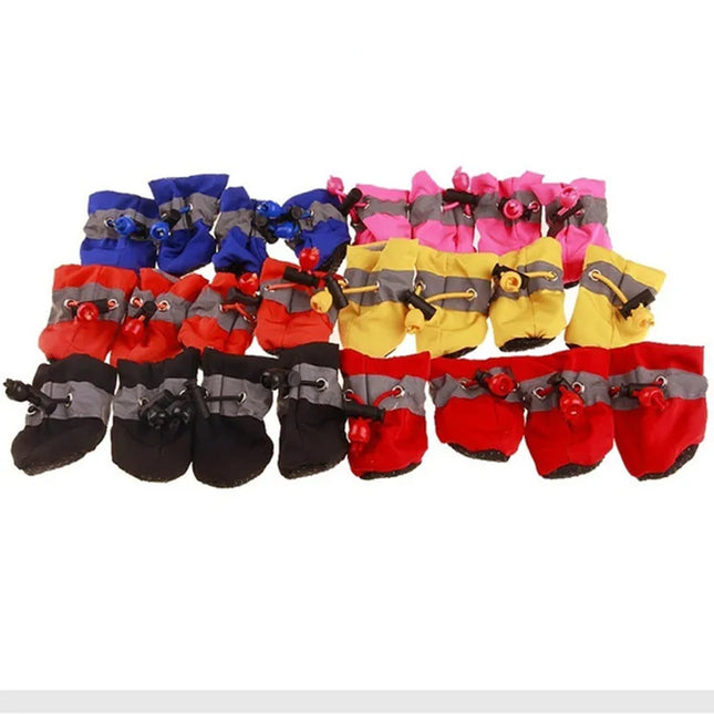 4 PCS Set of Waterproof Pet Dog Shoes, Anti-Slip Soft-Soled Rain Boots, Kitten Dog Shoes, Puppy Pet Boots, Pet Paw Accessories