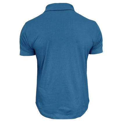 Summer Men's Short-Sleeve Polo Shirt Casual Solid Color Turn-Down Collar T-Shirt Pullover Top Henley Shirt with Pockets