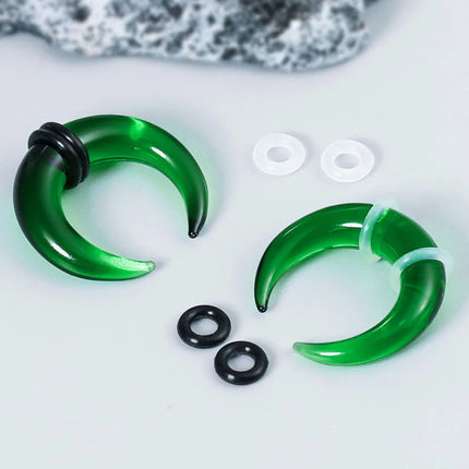 Casvort 1PCS Cozy Glass Stretching Kits Pincher Taper with O-Rings Buffalo Septum Retainers Hypoallergenic Piercing Jewelry