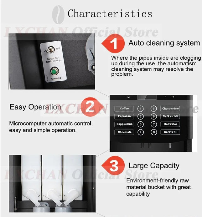 HomeWise Commercial Instant Beverage Machine, 7 Hot Different Drinks, Hot Water, Flavor Adjustment, CE Certified, Coffee Maker, 220-240V
