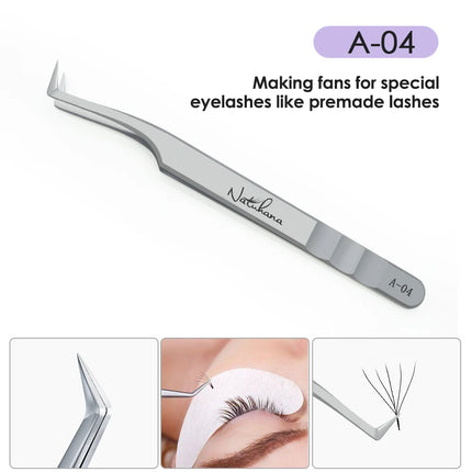 NATUHANA  Eyelash Extensions Tweezers Lash Artists High Precision Stainless Steel Superhard Anti-Static Tweezers Makeup Tools