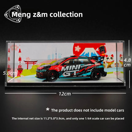 1/64 Car Model Acrylic Display Box Japanese Style Painting Scene