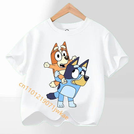 Bluey Bingo T-shirt Children's Summer Multi-color Clothing Girl Trendy Base Top Cute Cartoon Figure Print Tees Kids Birthday Gifts