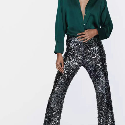 Classic Silk Satin Feel Shirt New Spring Collection Long Sleeve Polyester Fabric Women's Premium Fashion Regular Length