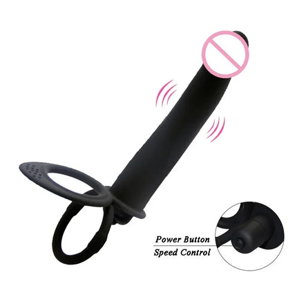 10 Speed Strapon Dildo Vibrator Double Penetration Anal Vaginal Prostate Massager Silicone Waterproof Rechargeable Adult Sex Toy