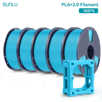 SUNLU 5KG PLA Plus 2.0 3D Printer Filament 1.75mm 1000g Spool (2.2lbs) Neatly Arranged No Knot Filament Fit Most FDM Printer