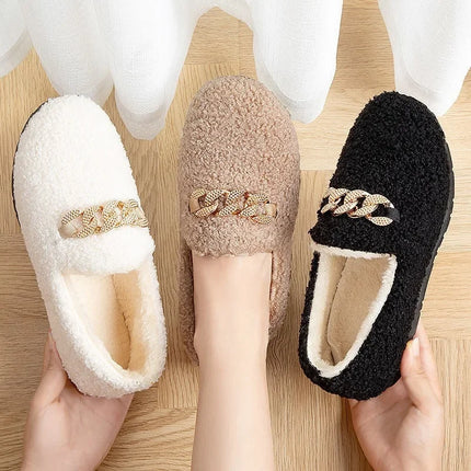 Womens Winter Slippers Warm Short Plush House Shoes Laides Slip on Moccassins Fashion Lady Flats Loafers Non Slip