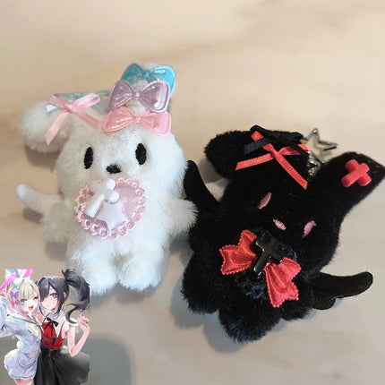 Anime NEEDY GIRL OVERDOSE Rain Ame Cosplay Keychain Cute Kawaii Rabbit Plush Cotton Stuffed Doll Pendant Keyring Accessories
