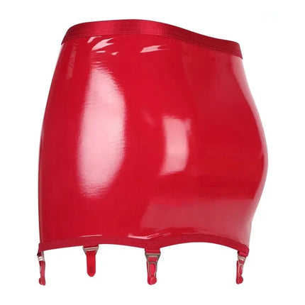 Sexy Luxury Women Garter Belt Glossy Satin Mini Skirt Metal Clips Suspender for OL Ootd Pole Dancer Sm Game Fashion Bdsm Sex Fun