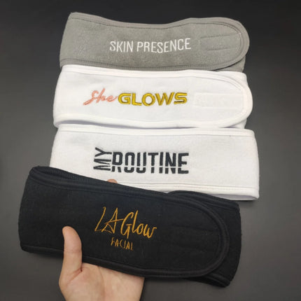 50pcs Customize Logo Spa Facial Hairband Terry Cloth Head Band Stretch Towel Color Washable Facial Good Spa Headband Makeup