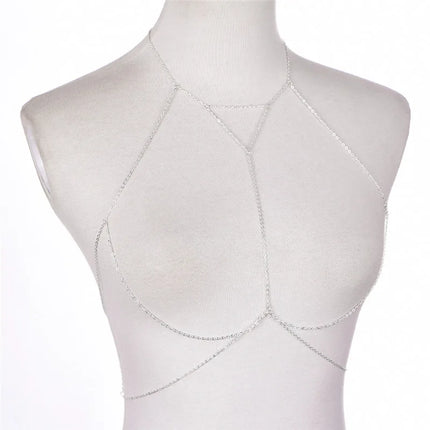 Metal Body Bust Chain Jewelry For Women Sexy Bikini Ladies Breast Crystal Breast Chain Necklace Decoration Summer Body Jewelry