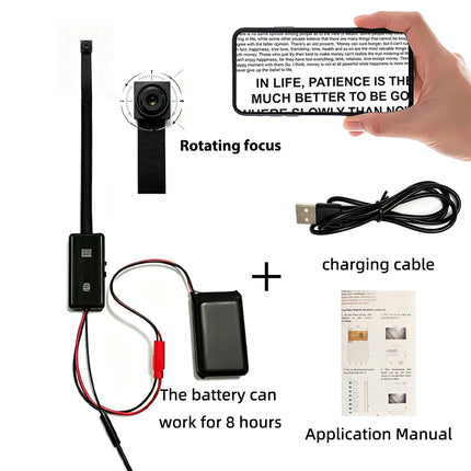 4K mini macro WiFi camera, rotatable focusing lens, motion detection, remote viewing on mobile phone