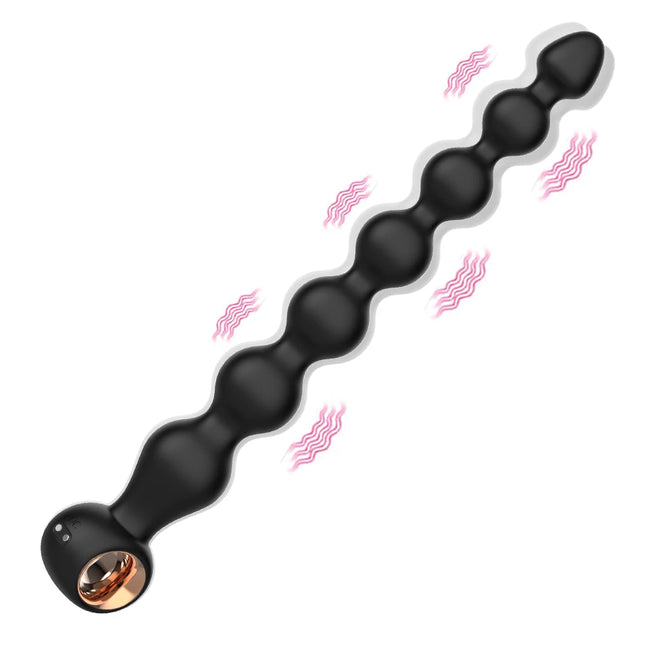 7 Beads Ribbed Silicone Anal Butt Plug Vibrator 10 Vibration Dildo Male Prostate Massager Adult Sex Toys For Men Women Couple