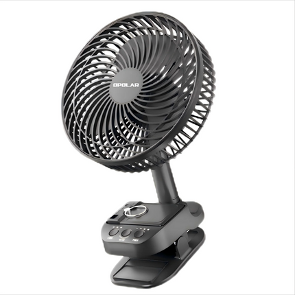 OPOLAR Rechargebale 8inch Portable Fan Auto Oscillation Clip Fan with Hook Removable Battery as Mini Power Bank for Home Outdoor