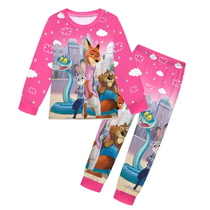 Nick-Judy Print Soft Touch Children Pajama Zootopias 2 Long Sleeve Pants Sleepwear Suitable Gentle Night Sleep For Boys Girls