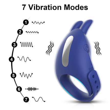 Vibrating Cock Ring Men Adjustable Buckle Penis Ring for Ejaculation Delay Testis Clitoris Stimulation Sex Toy for Couples