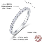 925 14K White gold / 1.5mmMoissanite Ring / 8