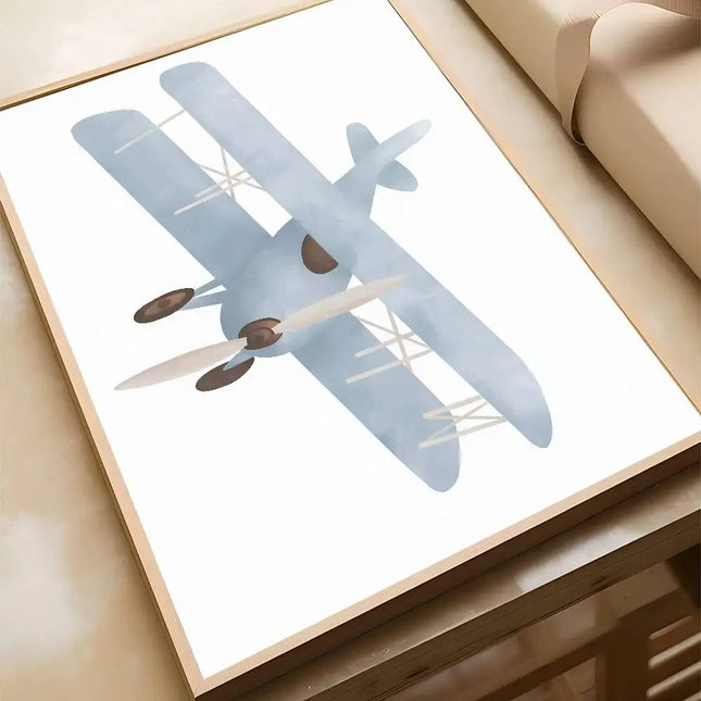 Colorful Vintage Cars Truck Bus Plane Helicopter Illustration Art Print Wall Stickers Paintings Kids Room Home Decoration