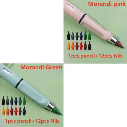 1/2set Kawaii 12 Colors Eternal Pencil No Ink Unlimited Pencils School Kids Art Painting Color Sketch Writing Stationery