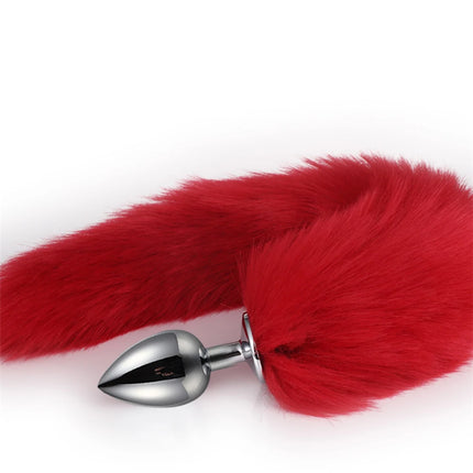 78cm Red Long Fox Tail Anal Plug Metal Butt Plug Prostate Massager Erotic Cosplay Accessories Adult Novelty Sex Toys For Couples