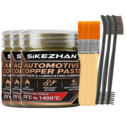 SIKEZHAN High-Temp Copper Grease 1400°C, Anti-Seize Lubricant for Car Brakes,Exhaust,Spark Plugs & Bolts with Applicator Brushes