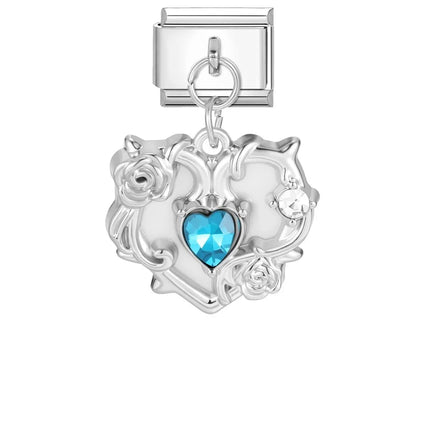 Wholesale Colorful Shiny Zircon Heart Bows Pendant Italian Charm Links Fit 9mm Stainless Steel Bracelet Women Jewelry DIY Making