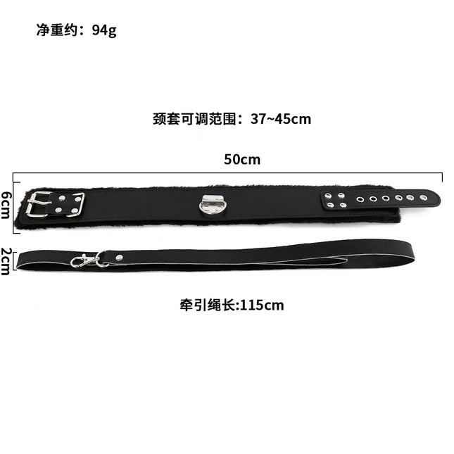 Bdsm Collar Leather And Leash Plush Bondage Sex Necklace Fluffy SM Toys Restraints Sex Toys For Women Couples Adults Games