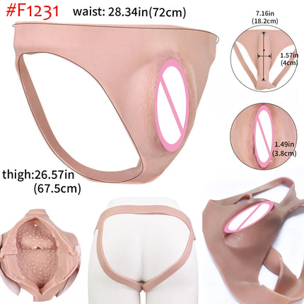 FAAK Silicone Crossdresser Thong Panty Camel Toe Hiding Gaff Shaping Brief Insertable Sexy Fake Pussy Vagina Underwear