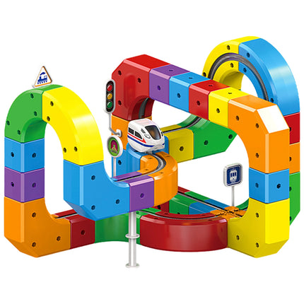 Children'S Educational Electric Magnetic Levitation Train Track Cube 3D DIY Assembly Magnetic Magic Rail Toy Train Car Xmas Gift