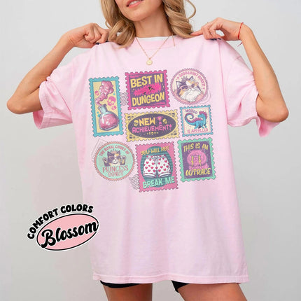 Crawler Dungeon Achievement Comfort Colors Shirt Funny SciFi Fantasy Book Tee Princess Donut Inspired Top Book Stamps