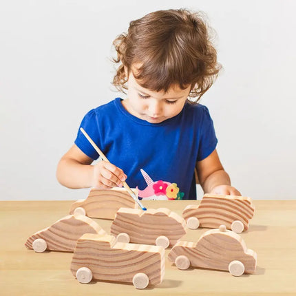 Children 3D Log Color Car Wooden Toys Montessori Educational Diy Painting Graffiti Learning Set Parish Drawing Toys For Children