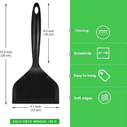 Non-stick Silicone Spatula, Wide Soft Turner for Egg Pancake Fish Pizza, Kitchen Cooking Scraper