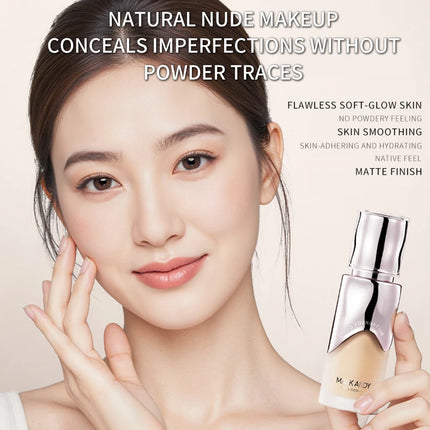 MACKANDY Ceramide Plant Extract Foundation For Full Coverage Long-Lasting Wear Natural Matte Finish Skin-Nourishing Makeup