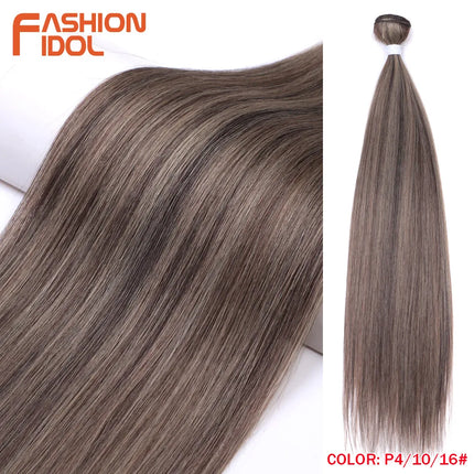 FASHION IDOL Synthetic Hair Bundles 30 inch Salon Yaki Straight Hair Ombre Red High Temperature Fiber Ponytail Hair Extensions