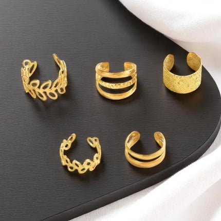 5pcs/set Trendy Elegant Design Ear Cuff Classic Elegant Style Gifts Women's No Piercing Clip Silver Circle Leaf Shaped Earrings