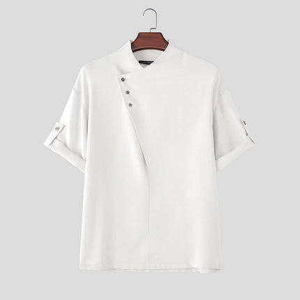 INCERUN Men Shirt Solid Color Half Sleeve Korean Style Men Clothes Streetwear Summer 2026 Stylish Casual Tops Male Shirts S-5XL