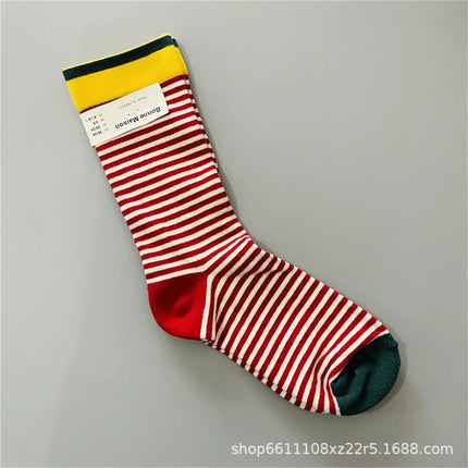 Bonne Maison French Small Batch Women's Fun Oil Painting Style Mid-Calf Cotton Dopaamine Colorful Socks Moisture Wicking Sweat